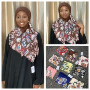 PLAIN & PATTERN SQUARE COTTON SCARF - Image 3